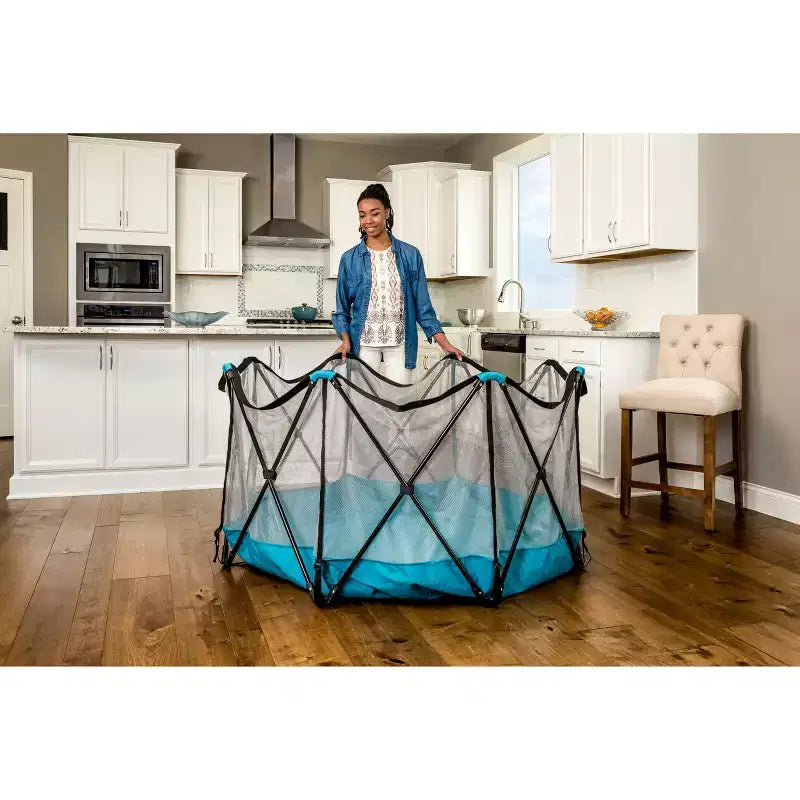 Parc bébé portable My Play Deluxe Extra Large barrières de sécurité intérieures et extérieures - Bleu Aqua