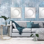 Miroir mural carré 50x50 cm : Bordure feuille d'argent couleur champagne, style Art Déco, fixation murale