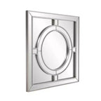 Miroir mural carré 50x50 cm : Bordure feuille d'argent couleur champagne, style Art Déco, fixation murale