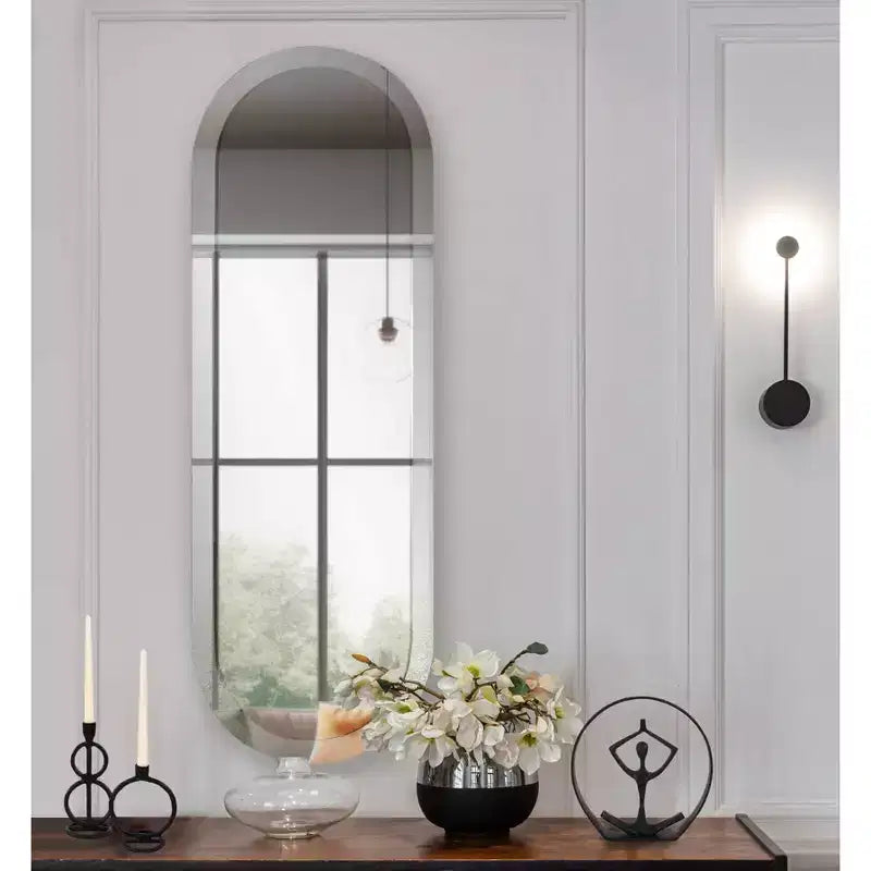Miroir mural rectangulaire 45,5 po x 30,75 po avec cadre en bois gris fumé miroir : design moderne, aucun assemblage requis