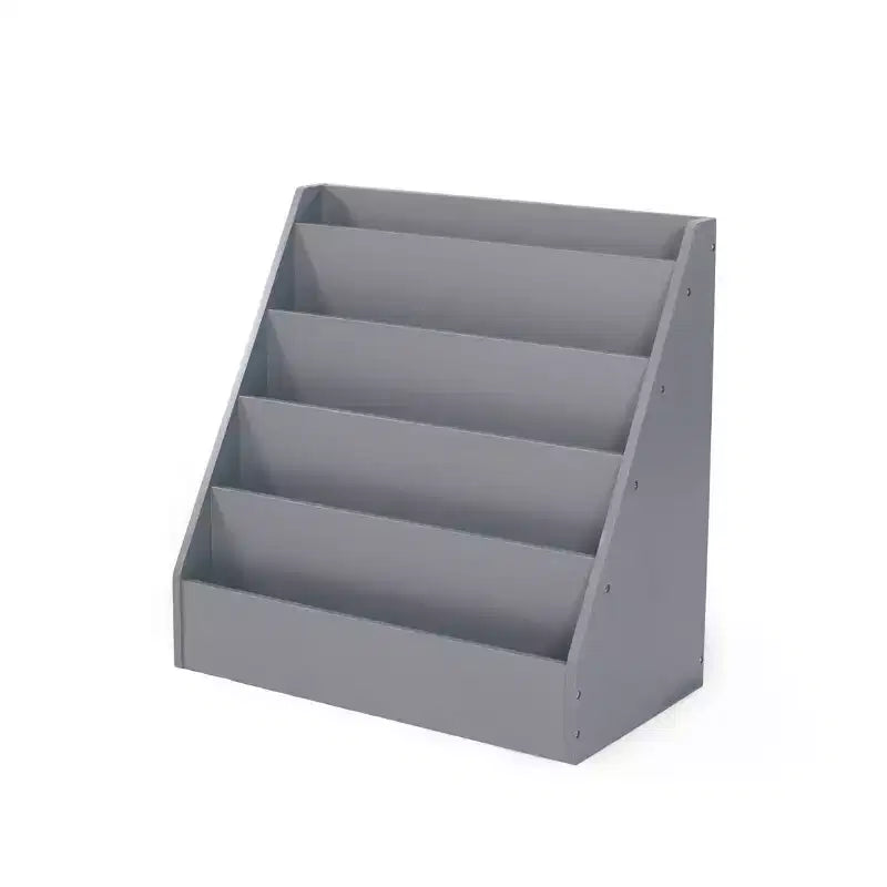 Bibliothèque Explorateur pour enfants en bois gris : Meuble à livres en MDF à 4 étagères, 61 cm H x 61 cm l x 33 cm P, à partir de 2 ans