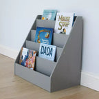Bibliothèque Explorateur pour enfants en bois gris : Meuble à livres en MDF à 4 étagères, 61 cm H x 61 cm l x 33 cm P, à partir de 2 ans