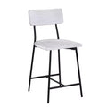 Comfort Pointe Bari Counter Height Barstool Whitewash: Saddle Seat, Curved Back, Metal Frame