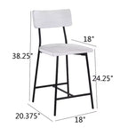 Tabouret de bar hauteur comptoir Bari blanchi : Assise en selle, dossier incurvé, structure métallique