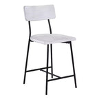 Tabouret de bar hauteur comptoir Bari blanchi : Assise en selle, dossier incurvé, structure métallique