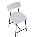 Tabouret de bar hauteur comptoir Bari blanchi : Assise en selle, dossier incurvé, structure métallique