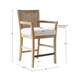 Tabouret de bar Paulie Cane à hauteur de comptoir, crème/naturel recyclé