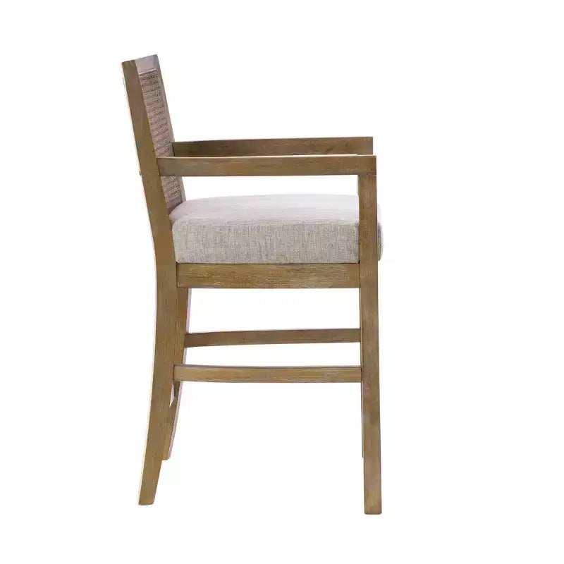 Tabouret de bar Paulie Cane à hauteur de comptoir, crème/naturel recyclé