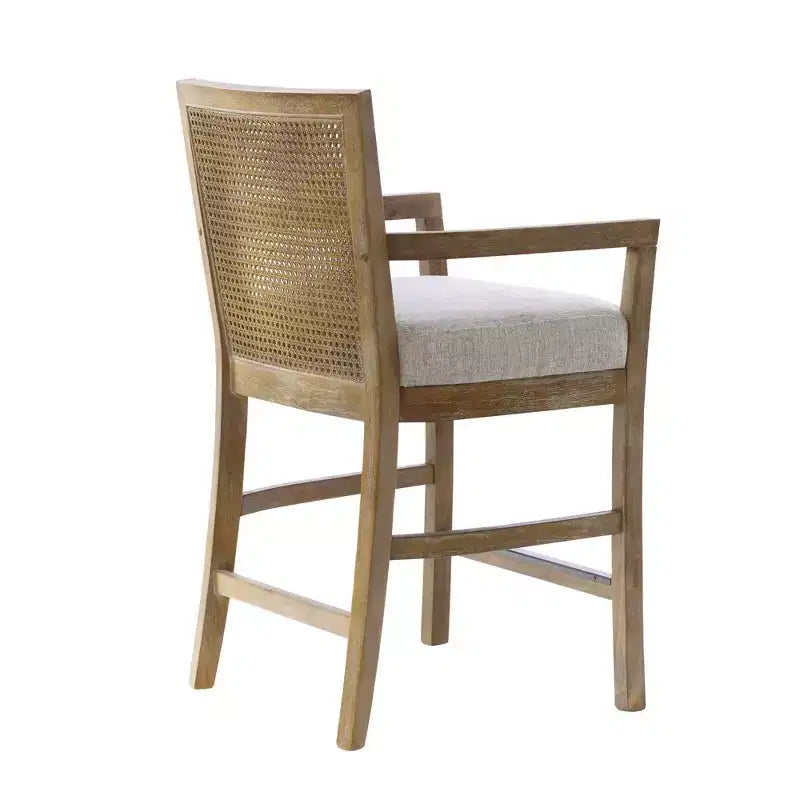 Tabouret de bar Paulie Cane à hauteur de comptoir, crème/naturel recyclé