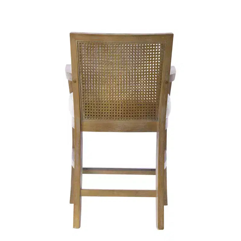 Tabouret de bar Paulie Cane à hauteur de comptoir, crème/naturel recyclé