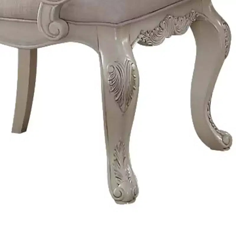 23" Ragenardus Dining Chair Fabric and Antique White Finish