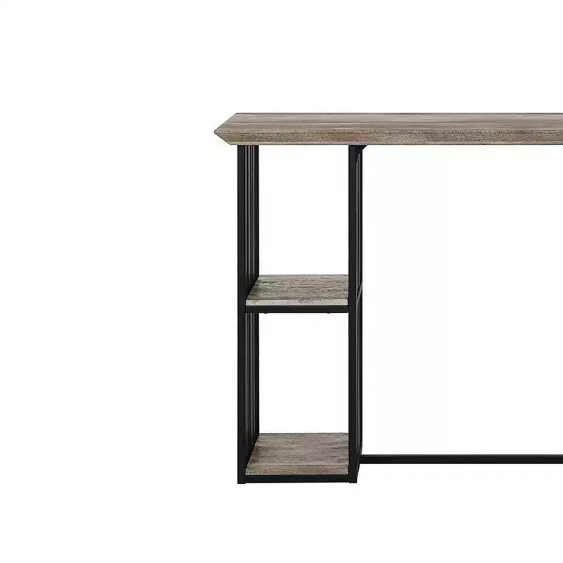 Table à manger Zudora 47" Chêne antique, finition noir sable : Piètement central métallique robuste, 2 places assises