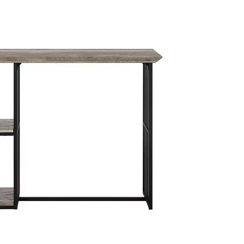 Table à manger Zudora 47" Chêne antique, finition noir sable : Piètement central métallique robuste, 2 places assises