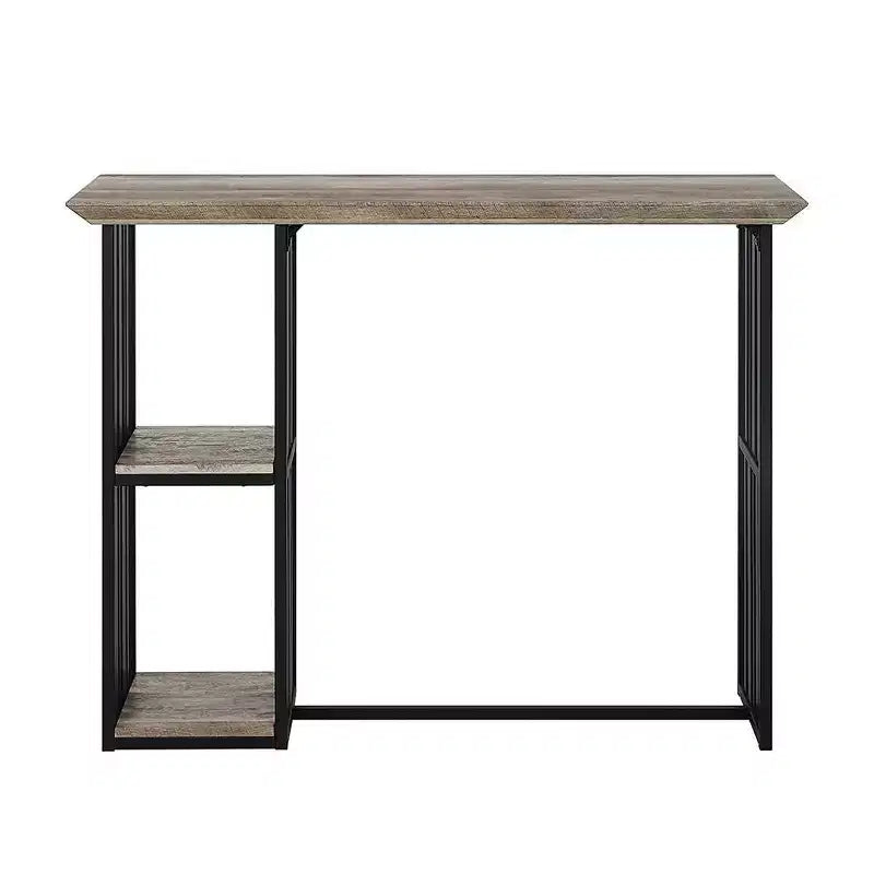 Table à manger Zudora 47" Chêne antique, finition noir sable : Piètement central métallique robuste, 2 places assises