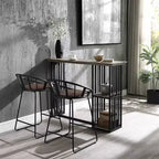 Table à manger Zudora 47" Chêne antique, finition noir sable : Piètement central métallique robuste, 2 places assises
