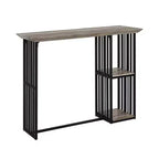 Table à manger Zudora 47" Chêne antique, finition noir sable : Piètement central métallique robuste, 2 places assises