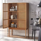 Meuble pour canne Maxima Naturel : Rangement Mid-Century, Placage frêne, Étagères réglables