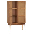 Meuble pour canne Maxima Naturel : Rangement Mid-Century, Placage frêne, Étagères réglables