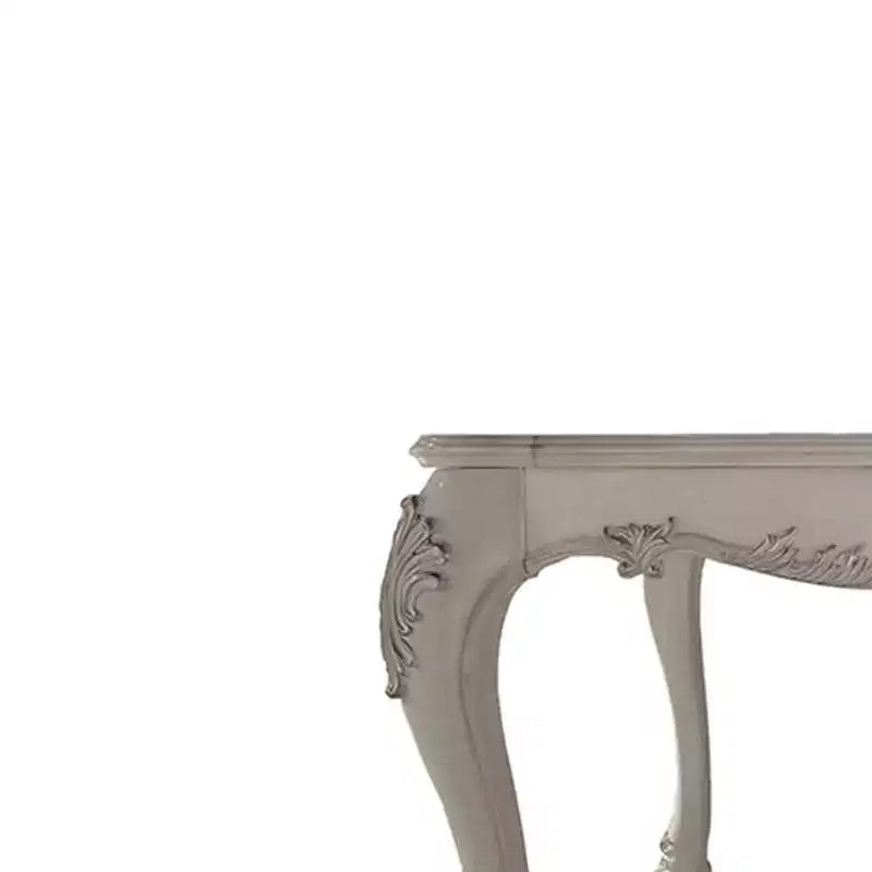 Table à manger Dresden 55", finition blanc cassé : Carrée, 8 places, piétement en résine