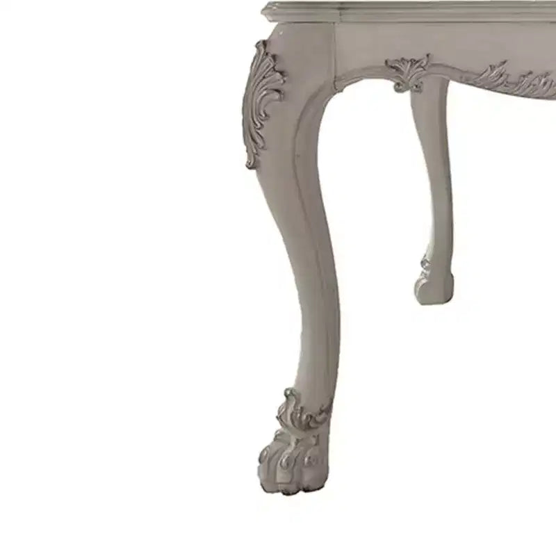 Table à manger Dresden 55", finition blanc cassé : Carrée, 8 places, piétement en résine