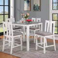 Ensemble de salle à manger Seawhisper de hauteur comptoir de transition blanc/gris : Table carrée, chaises rembourrées