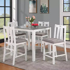 Ensemble de salle à manger Seawhisper de hauteur comptoir de transition blanc/gris : Table carrée, chaises rembourrées