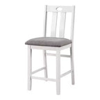 Ensemble de salle à manger Seawhisper de hauteur comptoir de transition blanc/gris : Table carrée, chaises rembourrées