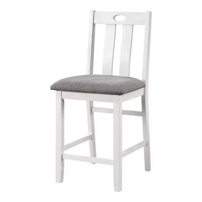 Ensemble de salle à manger Seawhisper de hauteur comptoir de transition blanc/gris : Table carrée, chaises rembourrées