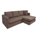 Storied Home Sofa with Chaise Lounge Beige: Modern L-Shaped, Interchangeable, Wood Trim, Mushroom Brown