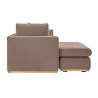 Canapé avec méridienne beige : Moderne en forme de L, interchangeable, bordure en bois, brun champignon