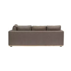Canapé avec méridienne beige : Moderne en forme de L, interchangeable, bordure en bois, brun champignon