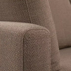 Canapé avec méridienne beige : Moderne en forme de L, interchangeable, bordure en bois, brun champignon