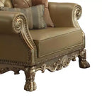 Fauteuil d'appoint 45 po Dresden, similicuir Bone/fini patine dorée