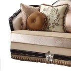 Canapé Ernestine 75" Tissu Tan et finition noire : Causeuse traditionnelle, coussins amovibles, 3 coussins décoratifs