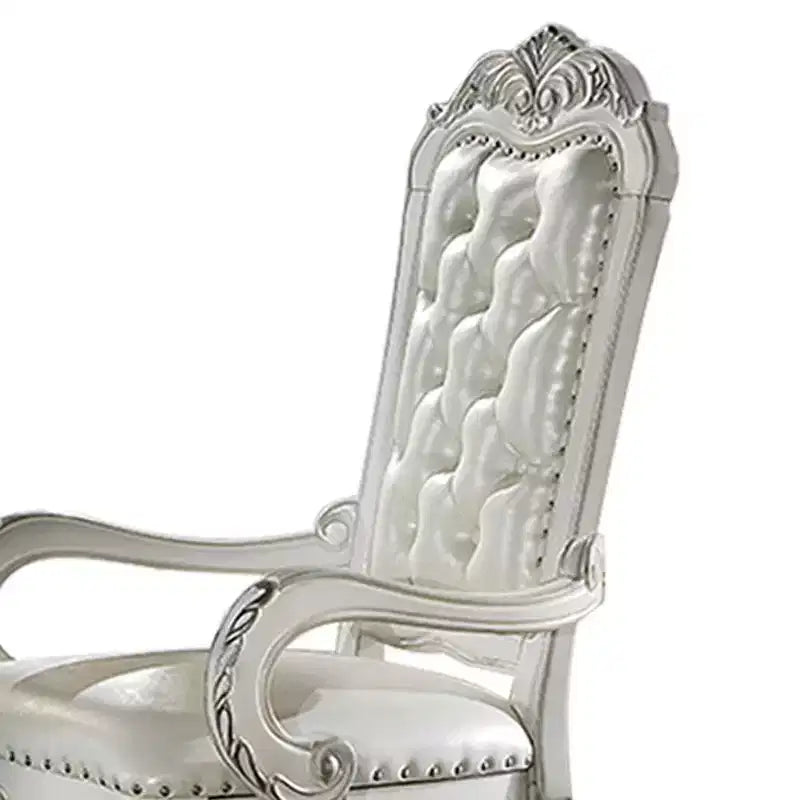 Fauteuil d'appoint Dresden 21" Cuir synthétique Finition blanc cassé : Capitonnée, Aucun assemblage requis, Cadre en bois composite