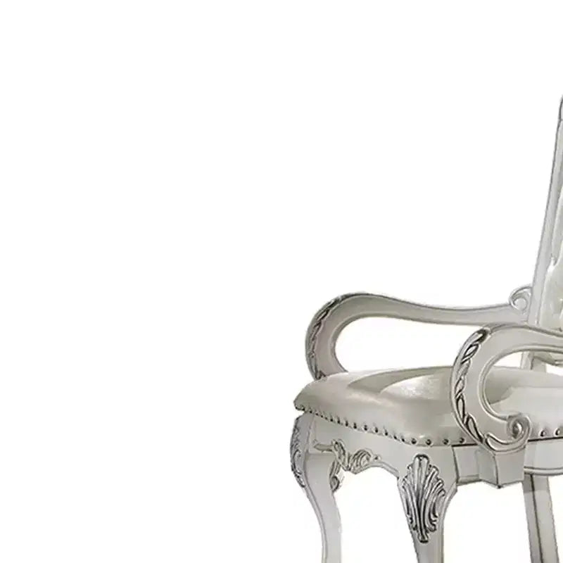 21" Dresden Accent Chair Synthetic Leather Bone White Finish : Tufted, No Assembly, Wood Composite Frame