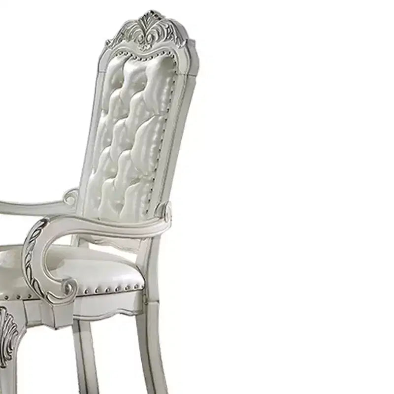 21" Dresden Accent Chair Synthetic Leather Bone White Finish : Tufted, No Assembly, Wood Composite Frame