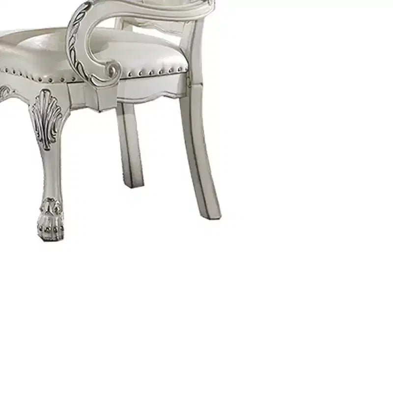 Fauteuil d'appoint Dresden 21" Cuir synthétique Finition blanc cassé : Capitonnée, Aucun assemblage requis, Cadre en bois composite