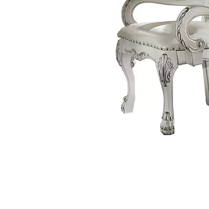 Fauteuil d'appoint Dresden 21" Cuir synthétique Finition blanc cassé : Capitonnée, Aucun assemblage requis, Cadre en bois composite