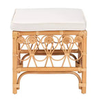 Bali et Pari Pouf en rotin Ibiza blanc/miel clair : polyester rembourré, aucun assemblage requis