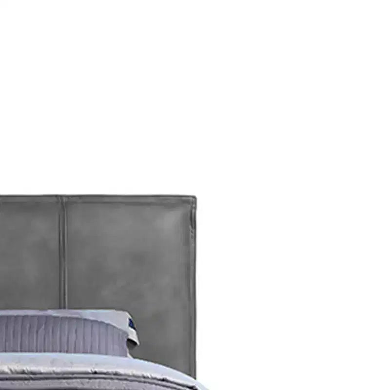 Lit Queen Metis Gris Cuir Fleur de 91" : Style Industriel Moderne, Pieds en Métal, Rembourrage Moelleux