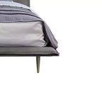 Lit Queen Metis Gris Cuir Fleur de 91" : Style Industriel Moderne, Pieds en Métal, Rembourrage Moelleux