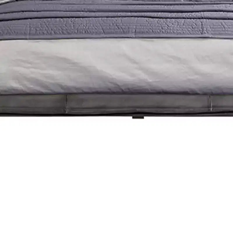 Lit Queen Metis Gris Cuir Fleur de 91" : Style Industriel Moderne, Pieds en Métal, Rembourrage Moelleux
