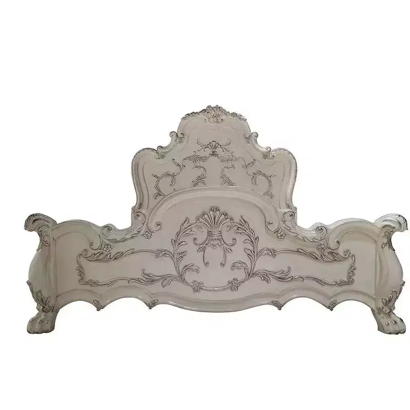 Grand lit Queen de 91" Dresde, design sculpté traditionnel et pieds griffes