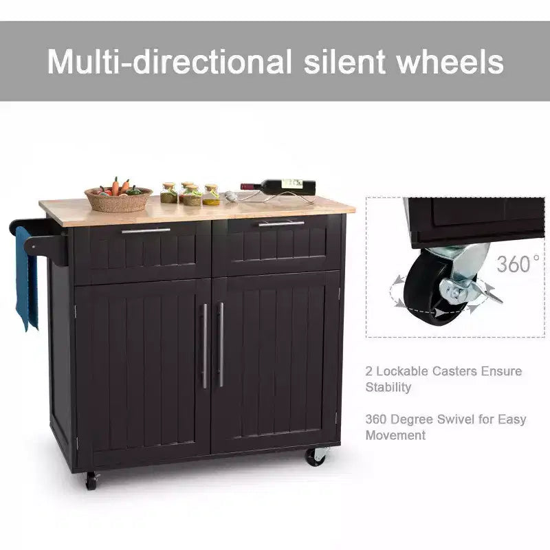 Desserte de cuisine roulante Îlot de rangement robuste Chariot meuble d'appoint