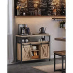 Buffet de rangement, commode, buffet avec 2 portes coulissantes de grange, étagères réglables