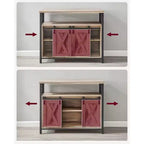Buffet de rangement, commode, buffet avec 2 portes coulissantes de grange, étagères réglables