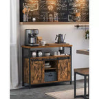 Buffet de rangement, commode, buffet avec 2 portes coulissantes de grange, étagères réglables
