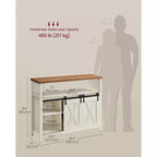 Buffet de rangement, commode, buffet avec 2 portes coulissantes de grange, étagères réglables
