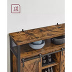 Buffet de rangement, commode, buffet avec 2 portes coulissantes de grange, étagères réglables